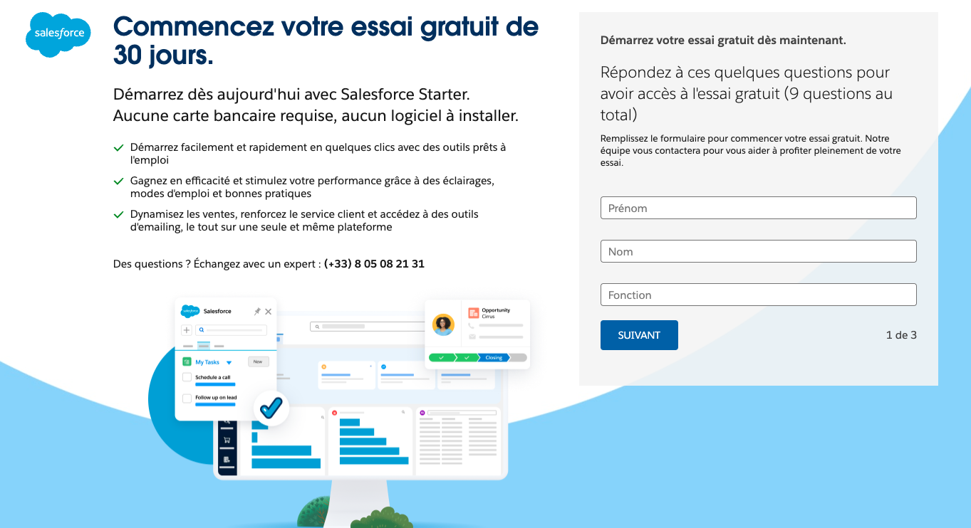 exemple de landing page salesforce