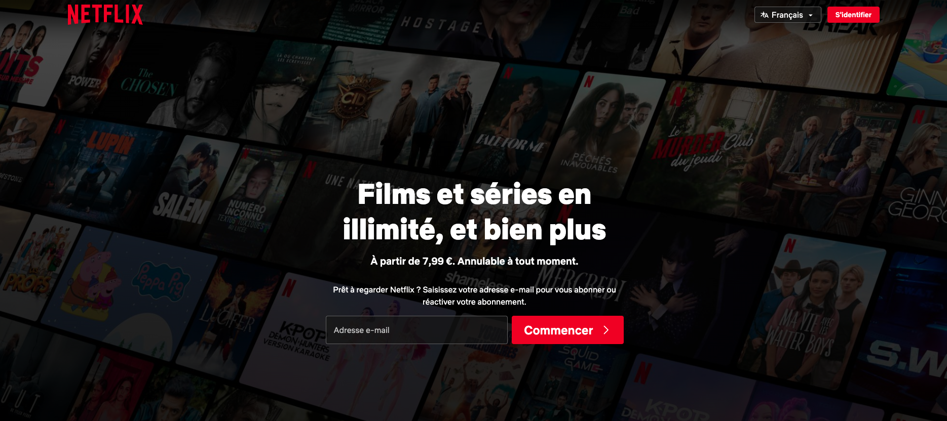 exemple landing page netflix