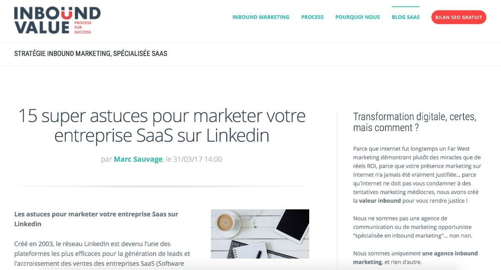 Le blog SaaS de l'agence Inbound Marketing