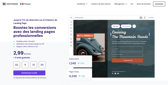 le Créateur de Landing Page dHostinger (1)
