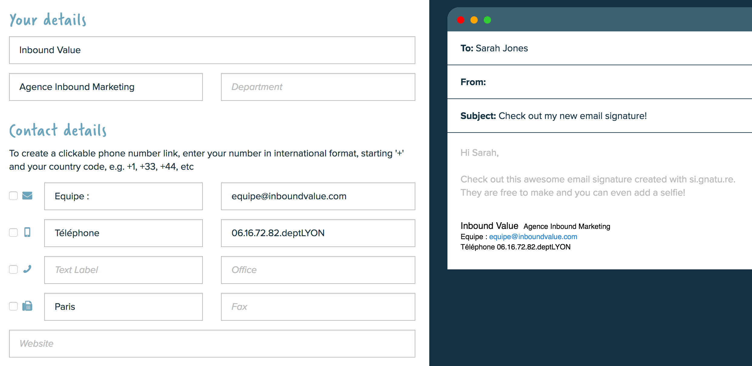 L'interface de Si.gnatu.re permet de générer des templates personnalisables