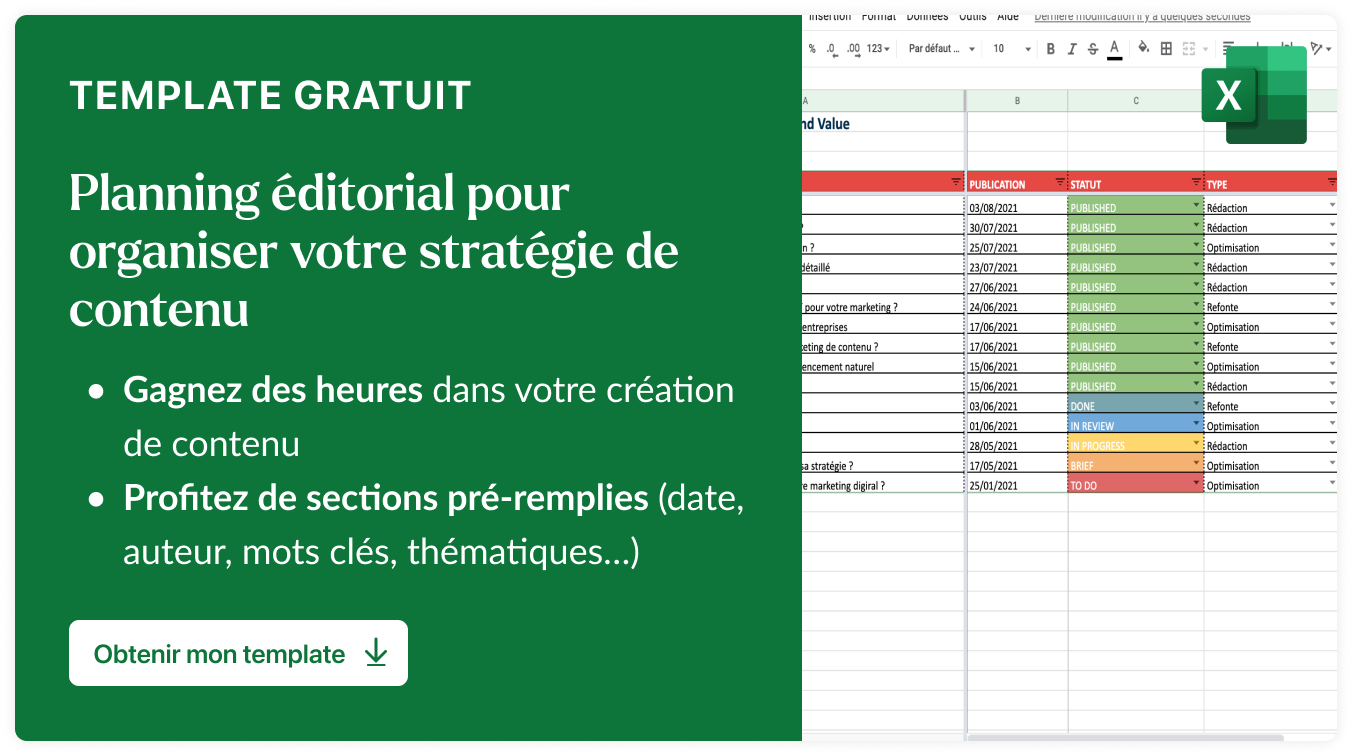 Téléchargez un exemple de Planning Editorial
