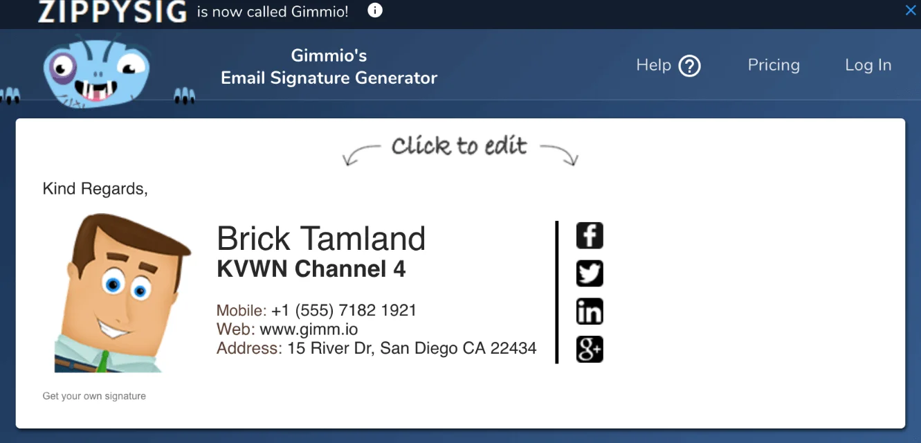 Les signatures mails de Gimmio sont personnalisables